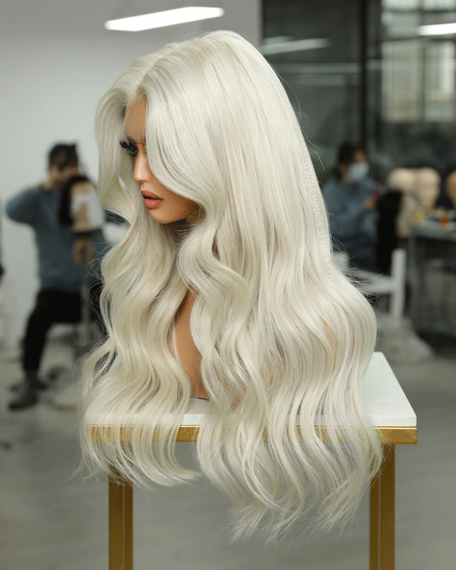 #60-1 Platinum Luxury Human Hair Gluless Wigs Ready to Wear