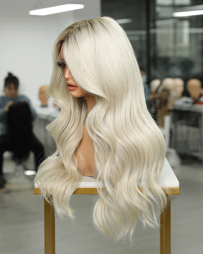 S6 Platinum Blonde Luxury Human Hair Gluless Lace Front Wigs
